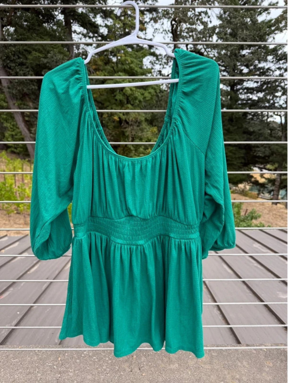 164. Torrid emerald green boho babydoll shirt size 2